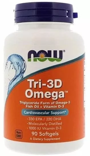 NOW БАД К ПИЩЕ TRI-3D OMEGA 90 SGELS