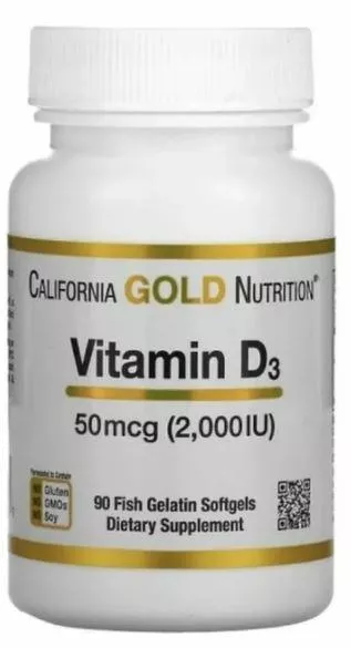 California Gold Nutrition Vitamin D3 2000 МЕ 90 softgels